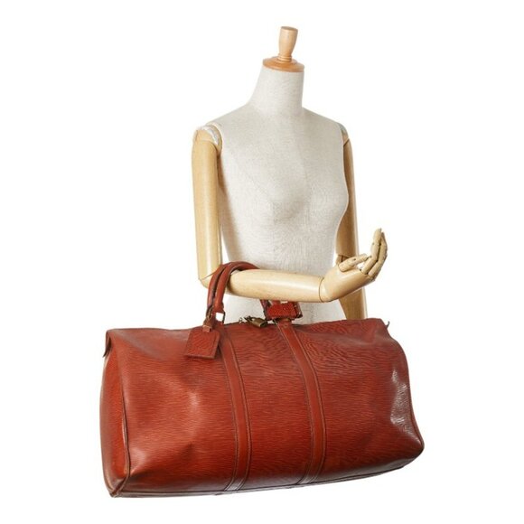 LOUIS VUITTON Brown Leather Keepall 50 Boston Bag - Picture 11 of 11